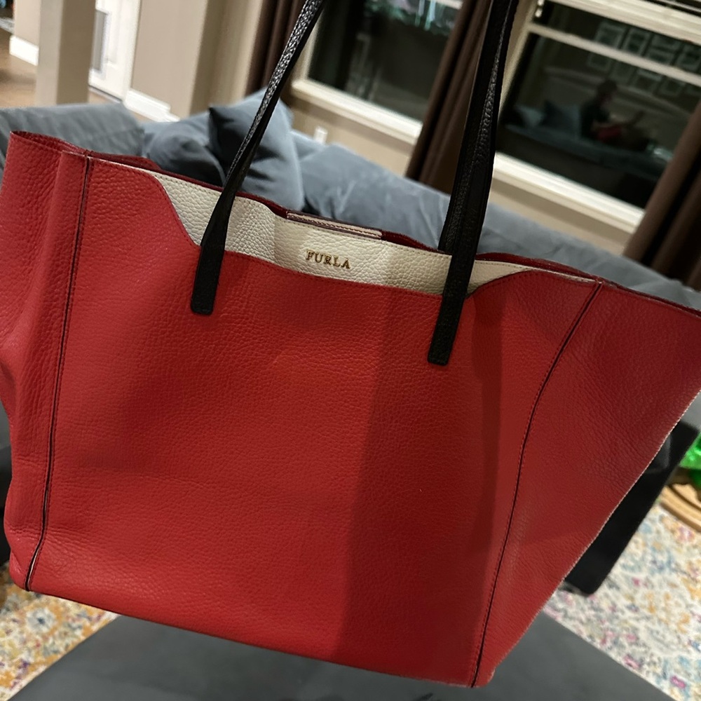 Furla Red and Cream Tote Bag